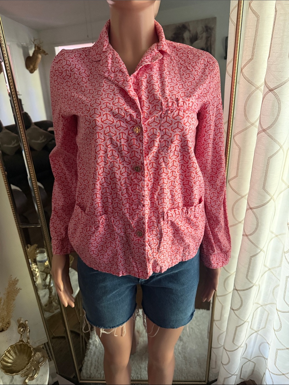Tory Burch Pink Printed Button-Front Shirt